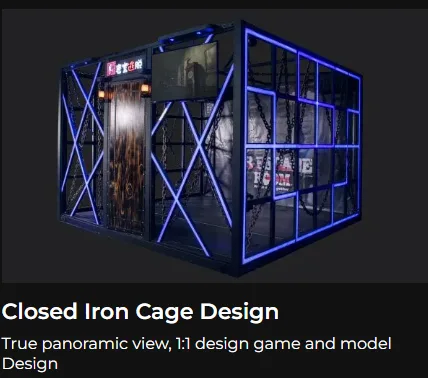Angled view of the Owatch multiplayer VR escape room enclosure