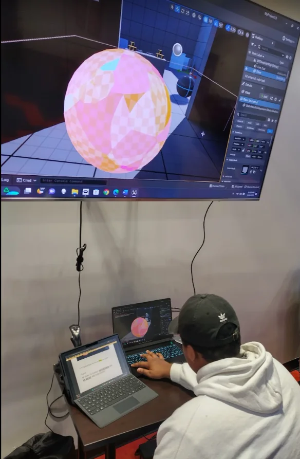Participant working on immersive game development content